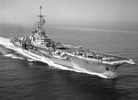 A starboard bow view of the French aircraft carrier FOCH (R-99) underway during NATO exercise ...