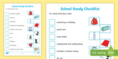 School Ready Checklist Primary (teacher made)