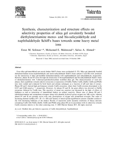 (PDF) Synthesis, characterization and structure effects on selectivity properties of silica gel ...