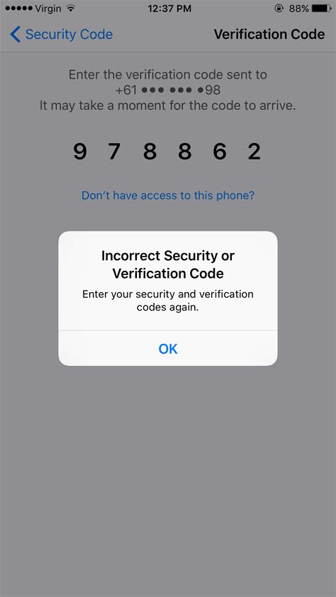 Incorrect Security or Verification Code - Apple Community