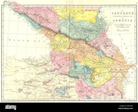 CAUCASUS: Circassia,Georgia Armenia Azerbaijan Russia. Bacon, 1895 antique map Stock Photo - Alamy