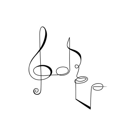 Music notes drawn by one line. Abstract composition in doodle style ...