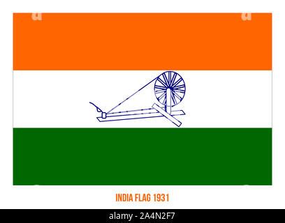 India Flag Waving 1931 Vector Illustration on White Background. Swaraj Flag Officially Adopted ...