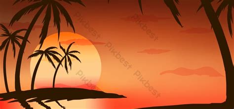 Beach Sunset Beautiful Summer Coconut Tree Background | PSD Free Download - Pikbest