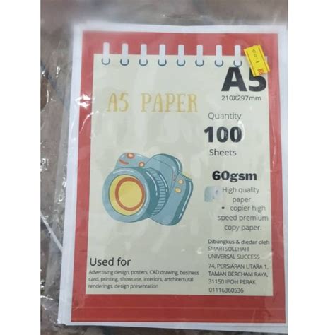 KERTAS A5 PAPER (60GSM) PACK OF 100s | Shopee Malaysia