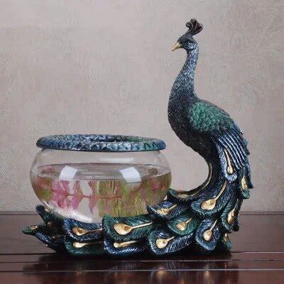 resin peacock fish tank aquarium glass retro transparent glass fish tank turtle tank creative ...