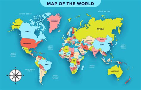 World Map with Country Names 20833849 Vector Art at Vecteezy