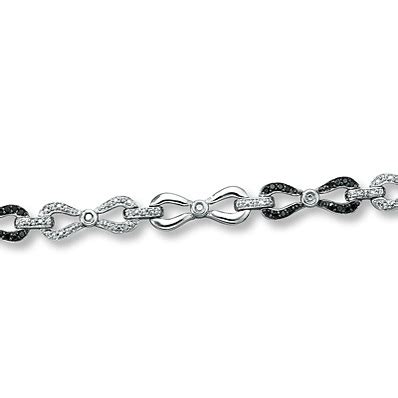 Kay Jewelers Black Diamond Bracelet 1/2 ct tw Round-cut Sterling Silver- Bracelets