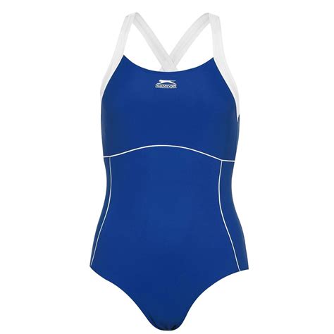 Slazenger Womens X Back Swim Suit Ladies One Piece Swimsuit Beachwear ...