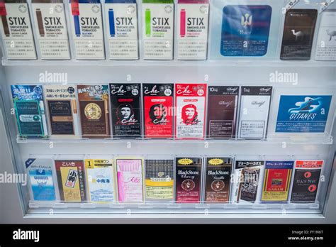 cigarette packages labels in kiosk in Tokyo city, Japan Stock Photo - Alamy