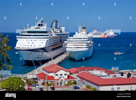 Cruise ships in port at St. George's, Grenada, West Indies Stock Photo ...