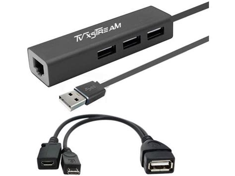 TV xStream LAN Ethernet Adapter with 3 USB Port Hub for TV Streaming Devices Stick 2nd Gen 3rd ...