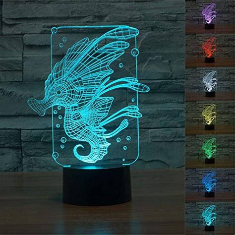 SUPERNIUDB 3D Novelty Sea Horse Night Light 7 Color Change LED Table ...