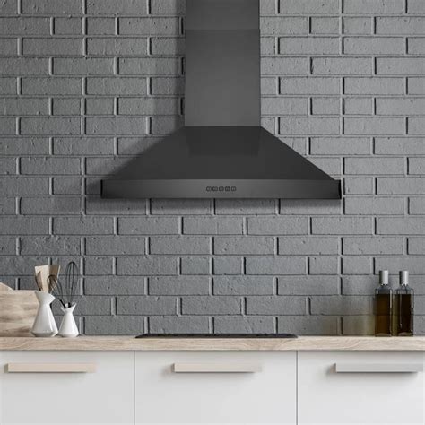 Hauslane Chef 30-in Convertible Black Stainless Steel Wall-Mounted Range Hood with Charcoal ...