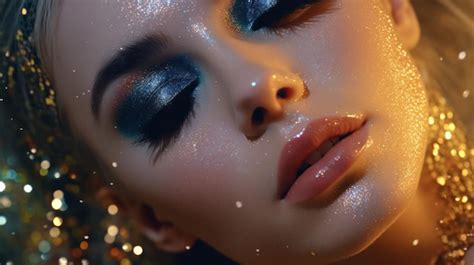 Premium AI Image | A woman with a blue glitter eye makeup