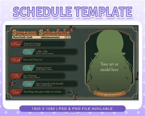 Stream Schedule Template for Twitch & Youtube Streaming / Christmas ...