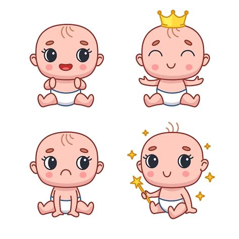 Free Vector | Set of cartoon newborn baby character getting upset ...