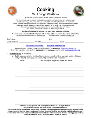 Fillable Online Cooking - Merit Badge Workbook - U.S. Scouting Service Project Fax Email Print ...