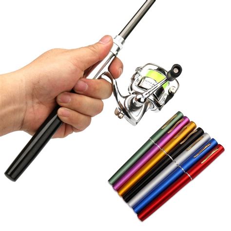 Pen Fishing Rod Reel Combo Set, Mini Pocket Telescopic Fishing Rod + Spinning Reel Combo Kit for ...