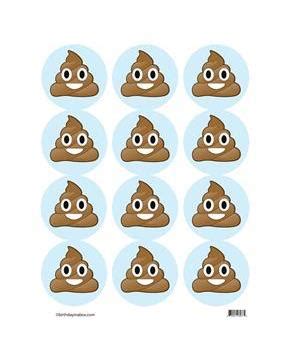 Emoji Poop Stickers (Sheet of 12) - PartyBell.com