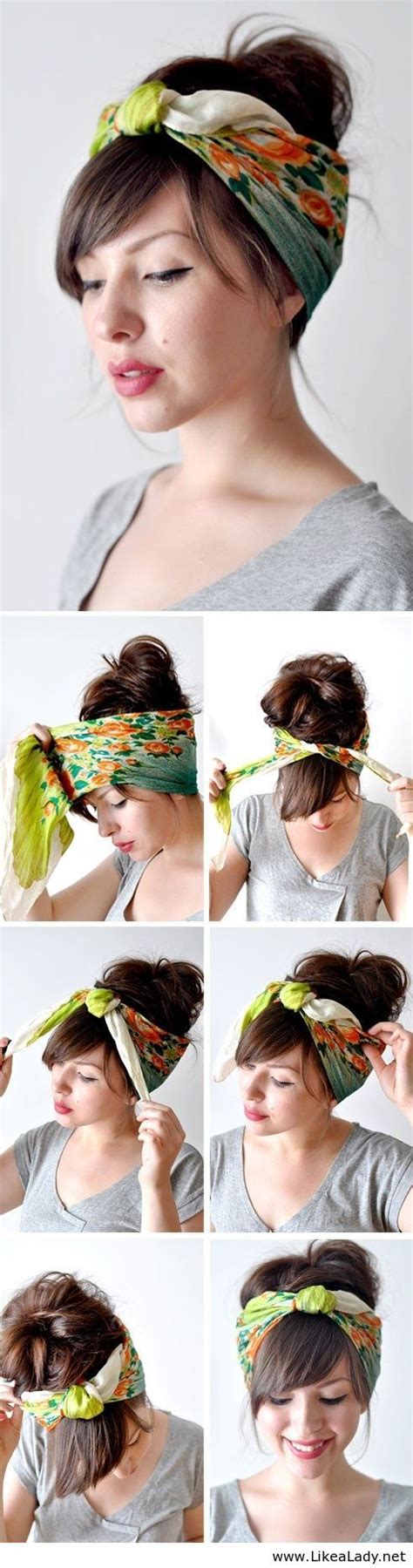 Cool head scarf tutorial - LikeaLadynet | Peinado y maquillaje, Pañuelos para cabello, Cortes de ...