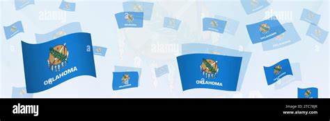 Oklahoma flag-themed abstract design on a banner. Abstract background design with National flags ...