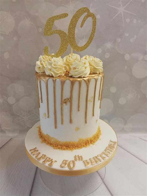 Gold drip 50th cake | Golden birthday cakes, 50th birthday cake, 50th birthday cake for women