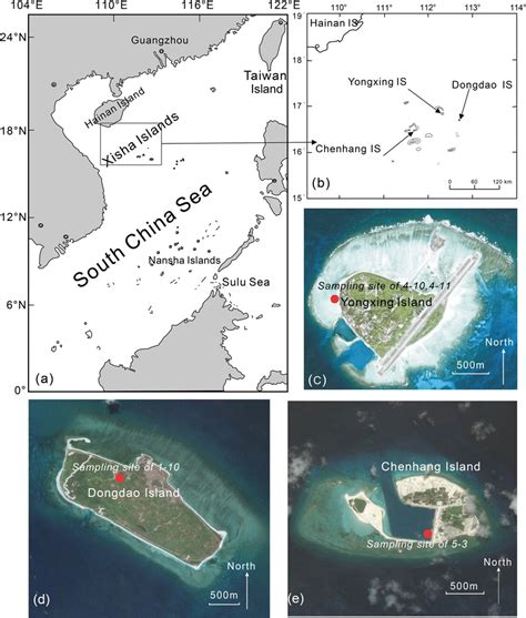 Map of the sampling sites. (a) South China Sea; (b) Xisha Islands; (c ...