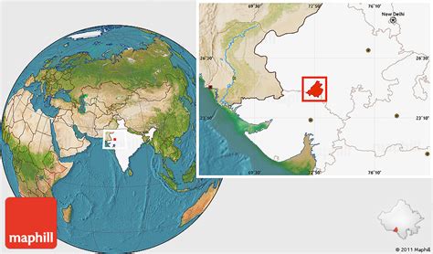 Satellite Location Map of Sirohi, highlighted country