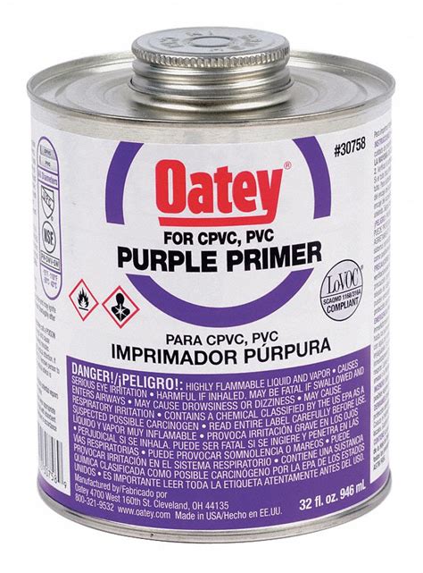 OATEY Purple PVC Primer, Primer, Size 32 oz, For Use With PVC Pipe and ...