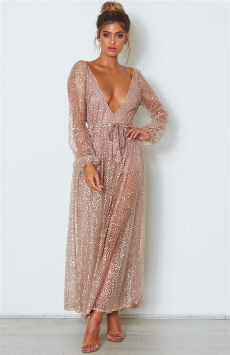 Lucky Star Glitter Gown Rose Gold | Gold maxi dress, Sparkle dress ...