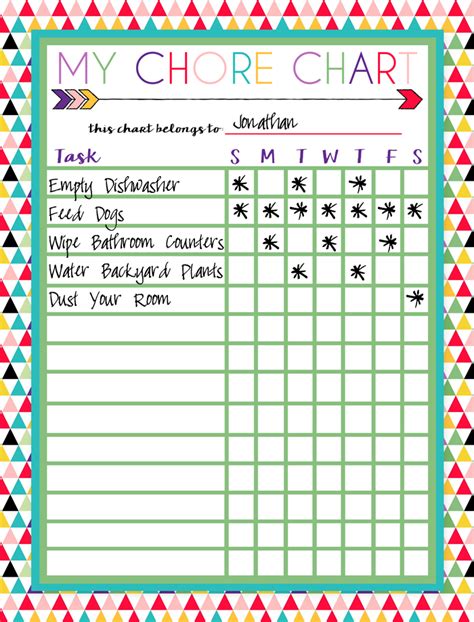 Free Printable Chore Charts for Kids | Kids chore chart printable, Free ...