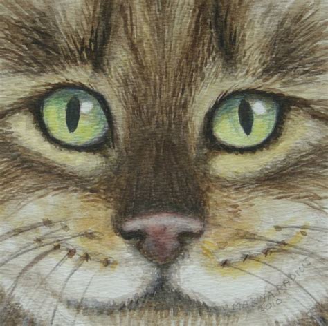 Cat's eyes green Drawing by Marina Radius | Saatchi Art