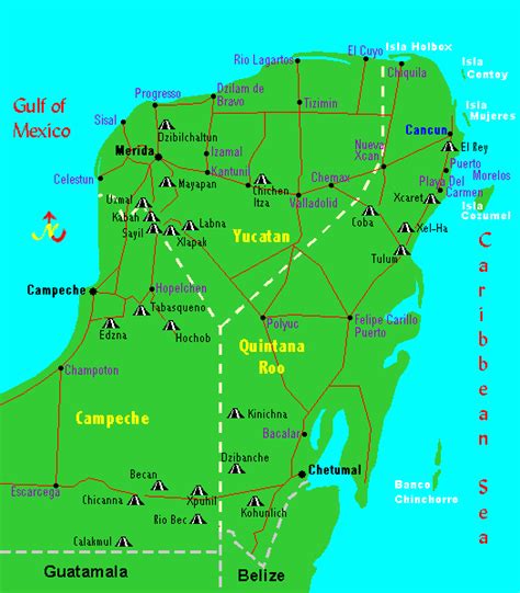 Maya Ruins Map | Cancun tours, Yucatan, Mayan ruins