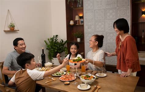 Free Photo | Asian family eating together