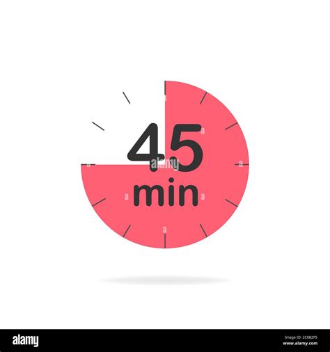 45 minutes timer. Stopwatch symbol in flat style. Editable isolated ...