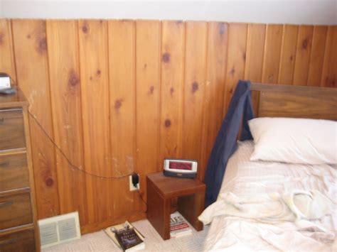 * Remodelaholic *: Painting Over Knotty Pine Paneling; Complete Master Bedroom Redo
