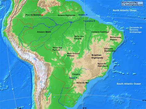 Brazil Physical Map - A Learning Family