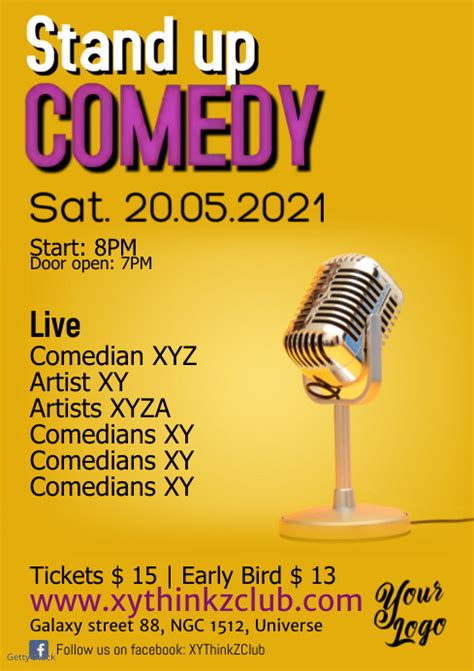 Stand up Comedy Flyer Poster Template | PosterMyWall