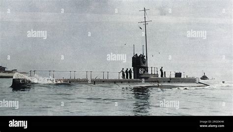 A Royal Navy E class submarine laid down in 1912. The E7 took part in ...