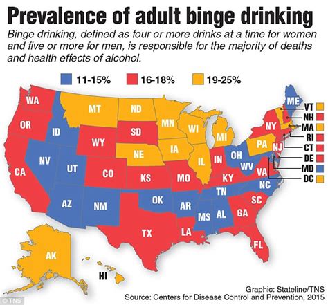 Binge drinking map of America shows worst affected states | Daily Mail ...