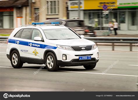 Moscow Russia July 2018 Russian Police Car Streets Moscow Motion – Stock Editorial Photo ...