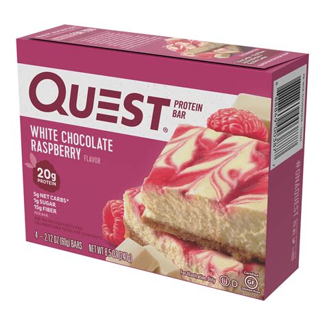 Quest Protein Bar, White Chocolate Raspberry, 20g Protein, 4 Ct - Walmart.com