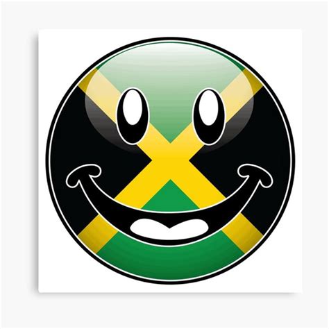 "Jamaica Happy Face Smiley Emoji Button" Canvas Print by identiti | Redbubble