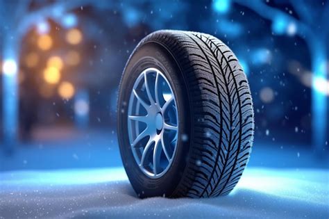 Premium AI Image | Winter wheel tires in the snow as a car safety ...