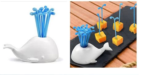 16 Fork Cute Fruit Fork Plastic Small White Whale toothpick With Novelty Kitchen Utensils Party ...