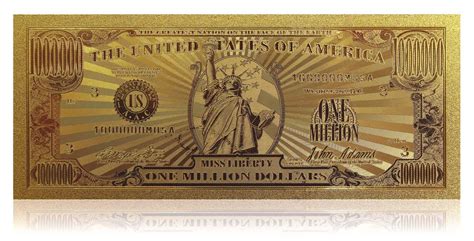 Original Miss Liberty 24K Gold Plated $1,000,000 Million Dollar Banknote – American Art Classics