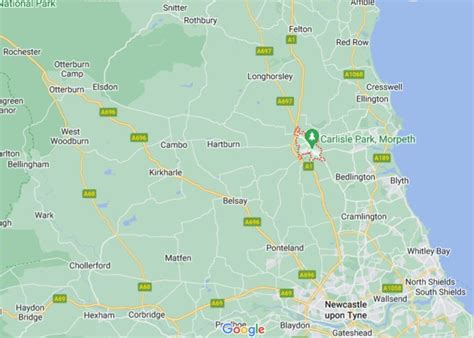 Morpeth (Northumberland), England (UK) area map & More