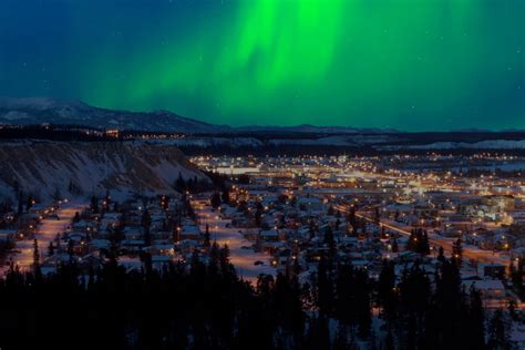 Northern Lights over Downtown Whitehorse - Design Dazzle