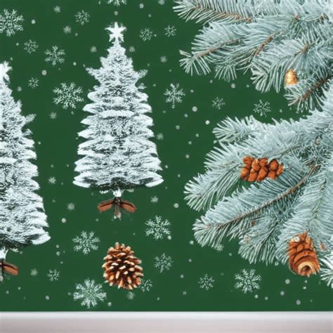 Christmas Wallpaper Pine Tree Snow Gifts Dinner · Creative Fabrica